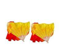 GARVALON 2 Abanicos de Baile Largos de Seda Sintética con Diseño Degradado en Forma de Fuego, 1.2 M, para Danza del Vientre, y Adultos, Ventiladores Plegables para Espectáculos y
