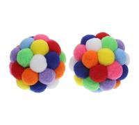 GARVALON 2 Balones de Peluche Campana para Gatos, Juguete Interactivo Elástico y Suave, Tamaño Grande L, Adecuado para Entretenimiento Interior y Ejercicio Felino