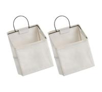 GARVALON 2 Bolsas de Almacenamiento Colgantes para Colgar Pared Organizador de Puerta Blanco Bolsillos Laterales y Marco Metálico Adecuado para Dormitorio Baño y Cocina
