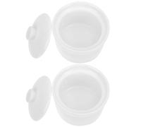 GARVALON 2 Cuencos de Cerámica Blanca con Tapa 380 Ml - Ollas para Estofado y Sopa - Aptas para Microondas, Horno y Lavavajillas - Cazuelas para Cocina y Servir en Hogar y Restaurante