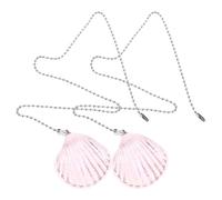 GARVALON 2 piezas Cadenas Decorativas para Ventilador de Techo con Colgantes de Cristal y Conchas de Extensores de Tiradores de Cadena para Lámparas y Accesorios Compatibles y Elegantes