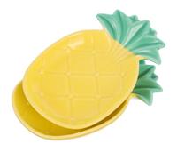 GARVALON 2 Platos Pequeños de Cerámica Amarilla Forma de Piña para Salsa y Condimentos, Platos para Mojar y Aperitivos, Aptos para Uso Doméstico y Restauración, Versátiles y Decorativos