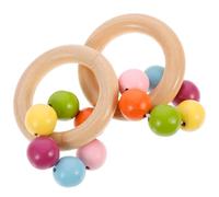 GARVALON 2 Sonajeros de Mano para Bebés de Madera Redondos Estimulantes Que Atraen la Atención y Desarrollan la Percepción del Tacto