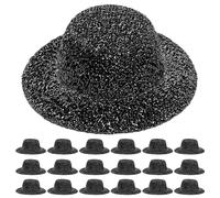 GARVALON 20 Unidades Sombreros Miniatura Jazz Negros Decorativos para Muñecas Accesorios DIY Fiesta Manualidades