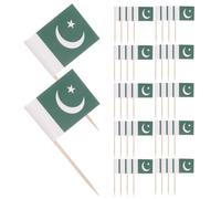 GARVALON 200 Piezas Unidades Banderas Pequeñas de Pakistán Palillos de Madera Mini Decoraciones para Tartas Cócteles y Aperitivos Fiestas y Celebraciones