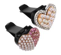 GARVALON 2piezas Clip Difusor De Para Coche Diseño De Corazón Simulado y Rhinestones y Decoración Práctica Para Salida De Aire Automotriz