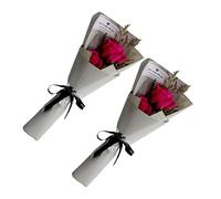 GARVALON 2piezas Ramo De Jabón De Rosa Eterna Bouquet De Flores Artificiales para Decoración De Cumpleaños Bodas y Graduaciones Color Rosado