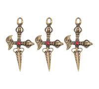 GARVALON 3 piezas Colgantes de Latón Vintage Vajra Forma de Cruz para Llaveros y Bisutería Dijes Decorativos Unisex para Pulseras y Collares