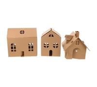GARVALON 3 Piezas Kit Manualidades Casita Cartón para Pintar y Montar Mini Casa de Papel para Fácil Ensamblaje Fomenta Creatividad y Habilidades Motoras Finas para Actividades Escolares y