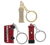 GARVALON 3 piezas Llavero Metálico Londres con Reloj Icónico Autobús de Dos Pisos y Buzón Recuerdos Turísticos Resistentes de Aleación de Zinc para Mujer y Hombre Regalos para Día y