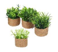 GARVALON 4 Miniplantas Artificiales para Casa de Muñecas Modelos de Plantas de Resina Maceta Decoración Miniatura para Jardín y Paisaje Accesorios de Plantas Verdes Simuladas