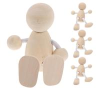 GARVALON 4 Muñecos de Madera sin Terminar para Pintar Figuras Pequeñas para Manualidades DIY Decoración Creativa para Adolescentes Kit de Arte de Madera para Pintar y Decorar