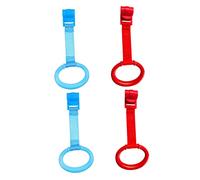 GARVALON 4piezas Anillas Para Cunas y Parques Para Bebés Anillos De Tiro Seguros y Duraderos Para Ayudar Niño Niña Ponerse y Caminar Colores Azul y Rojo
