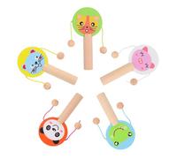 GARVALON 5 Tambores Sonajeros Varios estilos y Baby Showers de Animales Material Sintético Anti-caída y Desarrollo Vocal para Bebés Adecuado para Educación Temprana