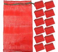 GARVALON 50 Bolsas Reutilizables de Malla Roja 49x27 Cm para Productos Agrícolas, Cordón, Resistentes y Transpirables para Almacenar Cebollas, Patatas, Ajos y Frutas en Cocina y Hogar