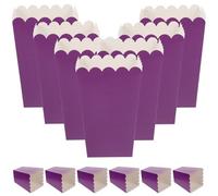 GARVALON 50 Cajas de Palomitas de Maíz de Papel Resistentes Grasa Color Morado Tamaño Mediano para Fiestas y Bodas Contenedores Plegables para Snacks y Dulces Cubos para Bocadillos