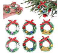 GARVALON 6 Mini Guirnaldas Navideñas Artificiales para Decoración de Casas de Muñecas Micro Paisajismo y Árbol de Navidad Set de 3 Tamaños 3 4 y 5 2 Piezas Cada Uno Accesorios