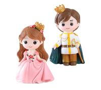 GARVALON Adornos para Tartas De Cumpleaños Princesas y Príncipes, 2 Piezas Resina Pequeña, Decoración De Fiesta Infantil, Adecuado para Pasteles y Escritorio