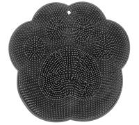 GARVALON Almohadilla Exfoliante de Silicona para Ducha Ventosas, Alfombrilla Antideslizante para Fregar Pies y Espalda, Tamaño Mediano Gris Textura, Limpieza Corporal Diaria para Baño y Relax