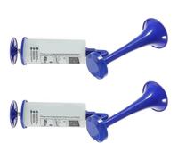 GARVALON Bocina de Aire Manual 2 Piezas Color Azul Accesorio para Hacer Ruido en Eventos Deportivos y Fiestas Trompeta Portátil de Empuje Señal para Animar Partidos y Celebraciones