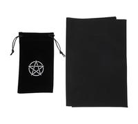 GARVALON Bolsa para Cartas de Tarot con Cordón y Mantel Pentáculo Antideslizante Duradero y Resistente para Almacenamiento Adivinación Incluye Bolsa Negra Mantel