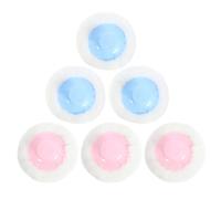 GARVALON Borlas Suaves para Polvos Sueltos 6 Piezas, Aplicador Esponjoso para Base de Maquillaje y Cuidado de Bebés, Mini Borlas de Felpa Lavables en Azul y Rosa para Piel Sensible