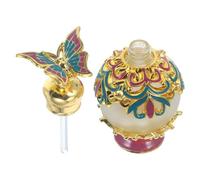 GARVALON Botella de Perfume Decorativa de Aleación Tapa 15 Ml, Botella Rellenable para Aceites Esenciales y Aromaterapia, Color Dorado y Púrpura, Adecuado para Almacenamiento y Uso Hogar