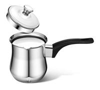 GARVALON Cafetera Turca de Acero Inoxidable con Tapa y Asa, 360 Ml, Cacerola Pequeña Multifuncional para Preparar Café, Calentar Leche y Derretir Mantequilla, Adecuado para Hogar, Oficina