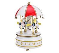 GARVALON Caja de Música Carrusel Giratoria de Madera 3080 Mini Caja de Música de Cuerda Vintage para Niñas Adorno Retro de Escritorio y Centro de Mesa Decorativo