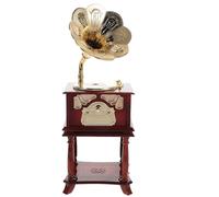 GARVALON Caja de Música Vintage con Manivela Diseño de Fonógrafo Tallado Melodías Clásicas para Decoración de Escritorio