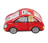 GARVALON Caja Fuerte Infantil Metálica con Forma de Coche Rojo Hucha con Cerradura Segura y Diseño Rodante para Ahorrar Monedas y Organizar Material Escolar para Niñas