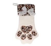GARVALON Calcetín Navideño de Felpa Garra de Gato Bordada, Bolsa de Obsequio para Dulces y Adornos, Decoración Colgante para Árbol y Chimenea, Suministros Navideños Reutilizables