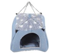GARVALON Cama Colgante para Hámster y Chinchilla, Hamaca para Mascotas Pequeña, Paño Seguro y Esponja Cómoda, Tamaño Grande Azul, Hábitat para Jaula y Animales Pequeños, Adecuado