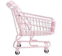 GARVALON Carrito de Compras Pequeño de Escritorio en Miniatura Juguete de Almacenamiento Rosa Algodón de Azúcar Decoración para Dormitorio y Oficina Soporte para Accesorios y Dulces 1