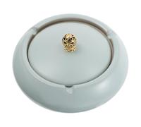 GARVALON Cenicero de Cerámica con Tapa Elegante y Resistente al Viento para Patio y Exterior Bandeja para Cenizas Anti-dispersión Decoración Retro para Hogar y Oficina