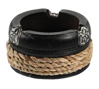 GARVALON Cenicero de Madera Natural Negro 3 Pulgadas, Contenedor de Almacenamiento de Cenizas para Escritorio y Hogar, Cenicero Simple Compacto para Bar y Decoración Ambiental