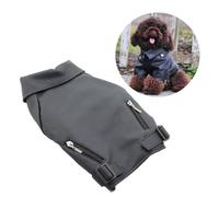 GARVALON Chaqueta para Perros de Invierno Cuero PU Chaleco Cortaviento con Cremallera Abrigo Cálido para Cachorros Ropa para Mascotas con D-Ring Talla S Color Negro