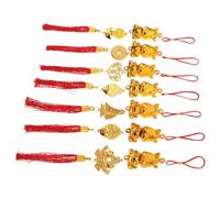 GARVALON Colgantes Suerte Chinos 7 Piezas para Decoración de Año del Caballo 2026 Adornos Colgantes Tradicionales de Feng Shui para Bonsái Amuletos Monedas de Cobre y Símbolos de