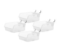 GARVALON Contenedor de Tablero Perforado Transparente 4 Piezas, Organizador para Herramientas y Piezas, Caja de Almacenamiento Grande 100x100x50 Mm Soporte, Resistente y Compacto para