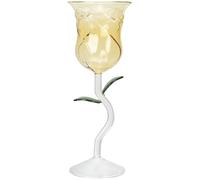 GARVALON Copa de Vino Forma de Rosa Amarilla 200 Ml para San Valentín Vaso de Cristal Decorativo para Cócteles Copa Elegante para Fiestas y Eventos Románticos