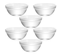 GARVALON Cuencos de Vidrio Grandes 6 Piezas para Pudín y Postres Tazones Transparentes Apilables Contenedores de Alimentos Saludables y Resistentes para Uso Doméstico