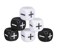 GARVALON Dados Grandes de Plástico Signos Paquete de 6 Piezas 3 Negros y 3 Blancos Dados de Juego para Fiestas y Accesorios de Mesa Puntos Grandes para Fácil Lectura