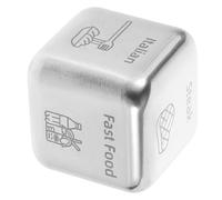 GARVALON Dados para Decidir la Comida de Acero Inoxidable Dados Pequeños para Decisiones de Cena Accesorios de Juego para Entretenimiento en Reuniones Primer