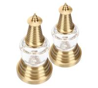 GARVALON Dije de Latón para Collar Pagoda Blanca Hueca Abatible de 8 CM Adorno Decorativo Hogar y Oficina Set de 2 Piezas Estilo Tibetano Multifuncional para Obsequio y Decoración
