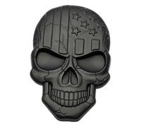 GARVALON Emblema Metálico 3D de Aleación de Zinc Calavera y Bandera Estadounidense Negro, Pegatina Autoadhesiva para Coche y Camión, Decoración Resistente para Maletero y Carrocería