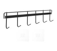 GARVALON Estante para Utensilios de Cocina con 6 Ganchos Adhesivos Negros Soporte de Pared sin Taladro para Organización Cocina y Baño Colgador Multiusos sin Marcas 2 Unidades