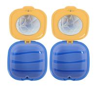 GARVALON Estuche Portátil para Alineadores Invisibles 2 Piezas Caja Delgada de Plástico Resistente con Espejo Diseño Bicolor Amarillo y Azul Soporte de Retención para Cuidado Bucal en