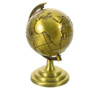 GARVALON Globo Terráqueo Vintage Metálico Mini Decorativo con Base Estable Adorno Giratorio para Oficina y Escritorio Ornamento Retro para Estantería y Espacio de Trabajo