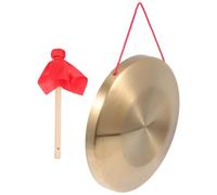 GARVALON Gong Chino de Mano con Martillo Dorado, Aleación de Cobre y Acero, Sonido Claro y Fuerte, Cómodo de Sostener para Celebraciones y Uso Infantil Varios estilos