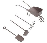 GARVALON Herramientas en Miniatura para Casa de Muñecas Jardinería Infantil Mini Tamaño Diseño Oxidado Decoración de Jardín Accesorios para Cultivo y Macetas Juego 4 Piezas